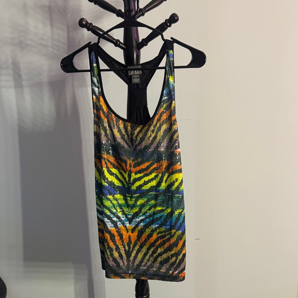 Gay Men Vibrant Sequin Zebra Tank Top